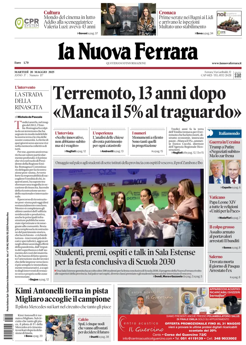 Prima-pagina-nuova ferrara-oggi-edizione-del-2025-05-20